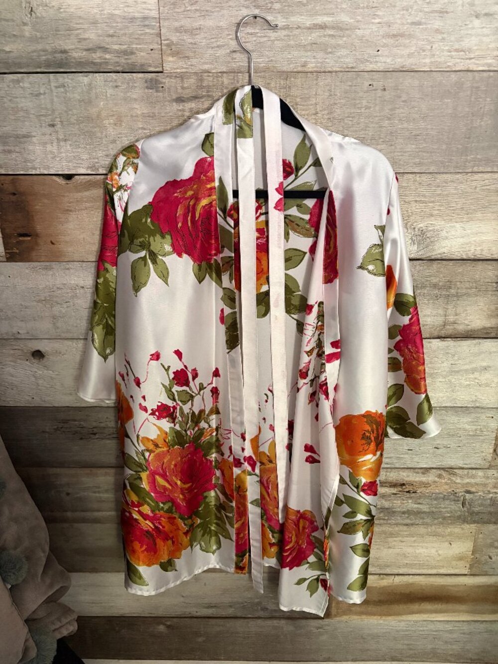 Floral Satin Kimono Robe Size Small